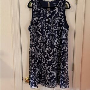 Chaps Black and White Floral Dress